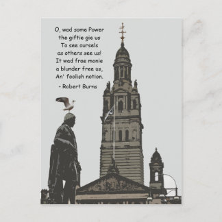 Robert Burns Ponders Glasgow City Chambers Vykort