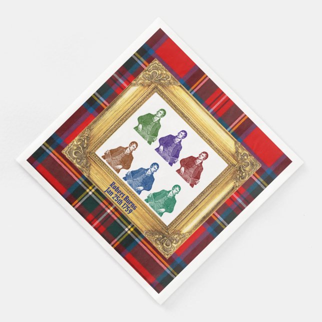 Robert Burns Royal Stewart Plaid 25 januari Multi Pappersservett (Hörn)