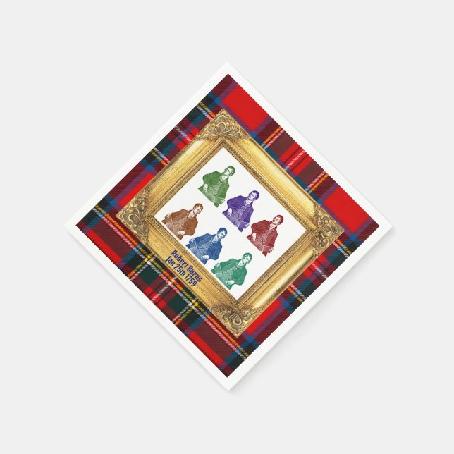 Robert Burns Royal Stewart Plaid Jan 25 Multi Pappersservett (Hörn)