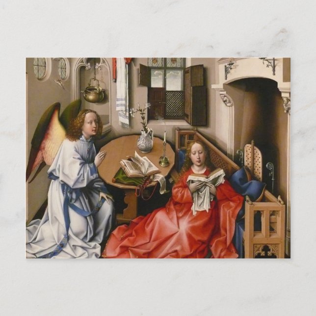 Robert Campin- the Mérode Altarpart -Annunciation Vykort (Framsida)