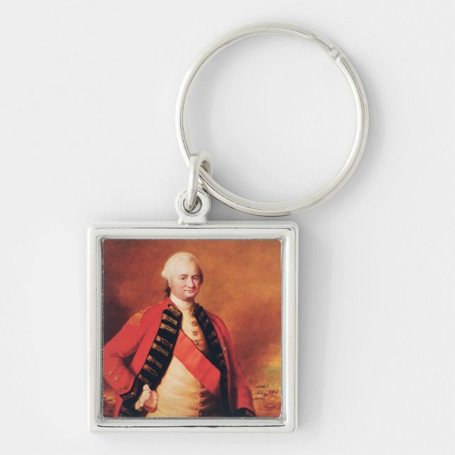 Robert Clive 1st Baron Clive, c.1773 Fyrkantig Silverfärgad Nyckelring (Framsidan)