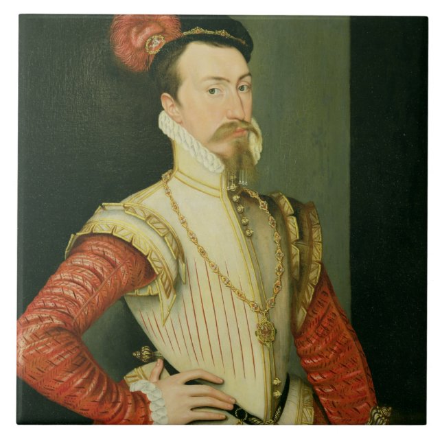 Robert Dudley (1532-88) 1st Earl av Leicester, c.1 Kakelplatta (Framsidan)