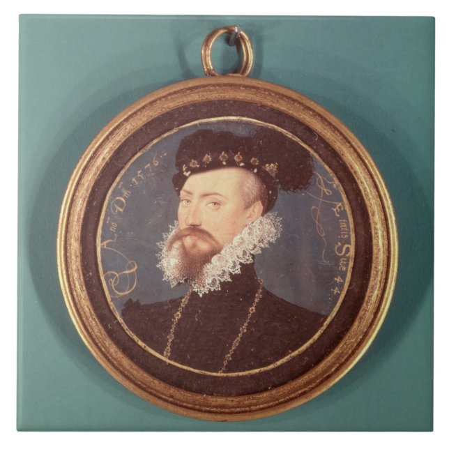 Robert Dudley, Earl av Leicester (c.1532-88) 1576 Kakelplatta (Framsidan)