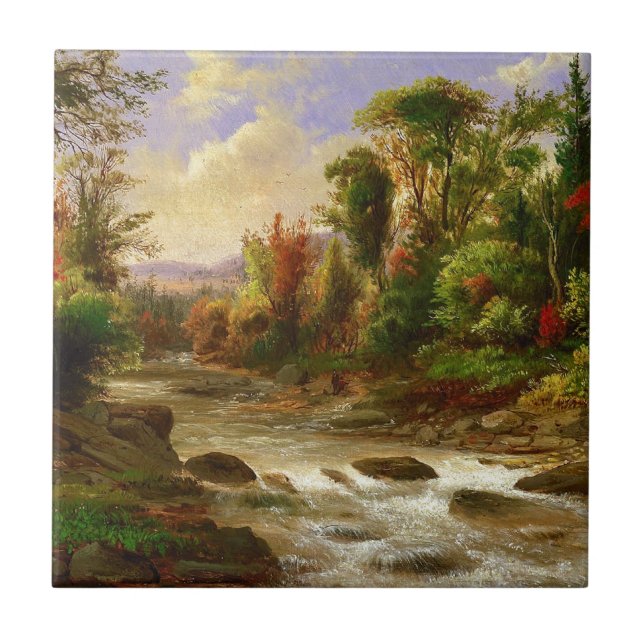 Robert Duncanson för flod för höstnedgångskog öde Kakelplatta (Framsidan)