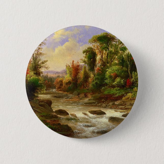 Robert Duncanson för flod för höstnedgångskog öde Knapp (Framsida)