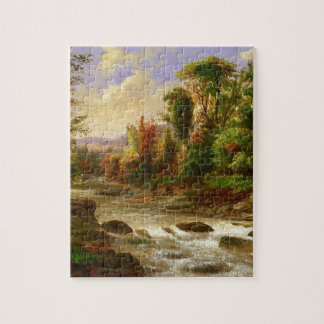 Robert Duncanson för flod för höstnedgångskog öde Pussel