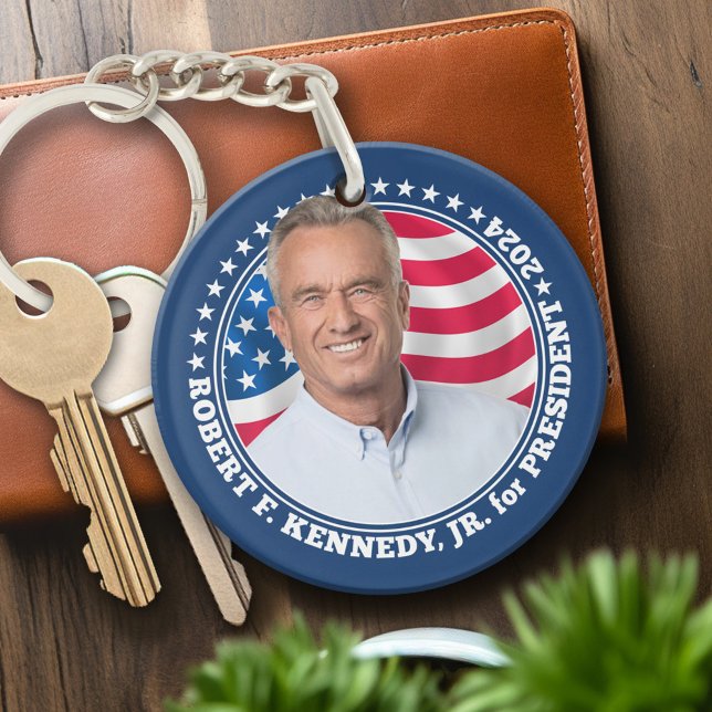 Robert F Kennedy JR RFK-foto och flagga 2024 (Personalized Keychain - campaign gear)