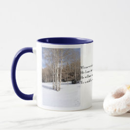 Robert Frost Dikt Stopping by Skogen Snowy Evening Mugg