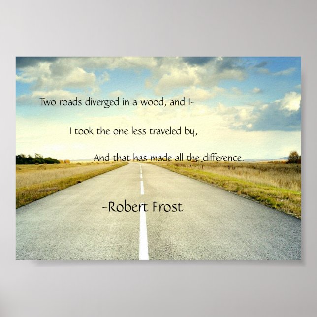 Robert Frost Road Less Traveled Quote Poster (Framsidan)