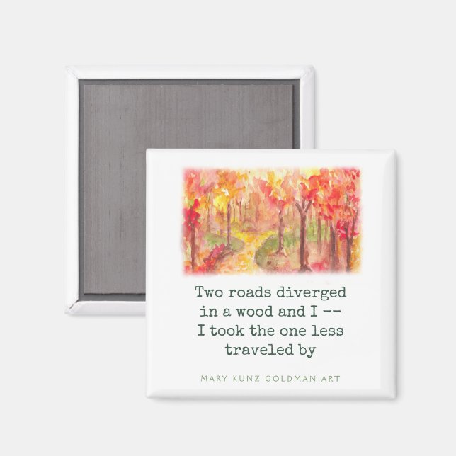 Robert Frost Road togs inte med Hand-Drawn Waterco Magnet (Front/Back)