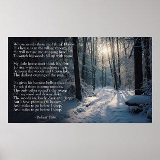 Robert Frost: Stopp av Skogen på en snökväll Poster