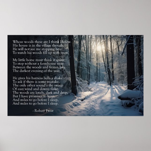 Robert Frost: Stopp av Skogen på en snökväll Poster (Framsidan)