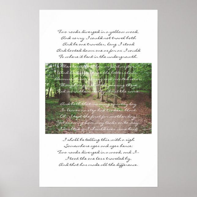 Robert Frost - Vägen har inte tagits Poster (Framsidan)