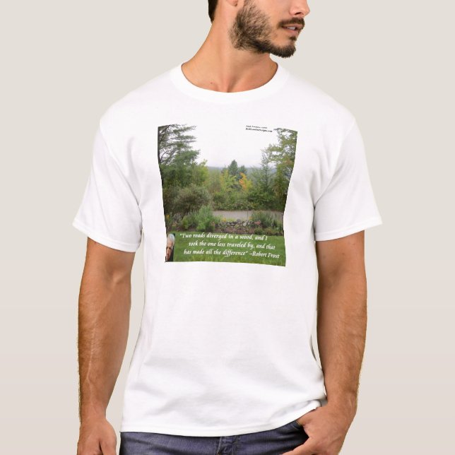 Robert Frost Visdomsord "Vägen mindre färdad" Tee (Framsida)