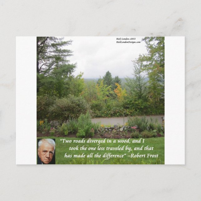 Robert Frost Visdomsord "Vägen mindre färdad" Vykort (Framsida)