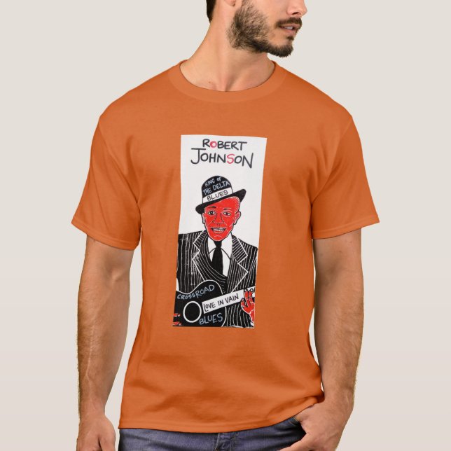 Robert Johnson Blues Folk Art T Shirt (Framsida)