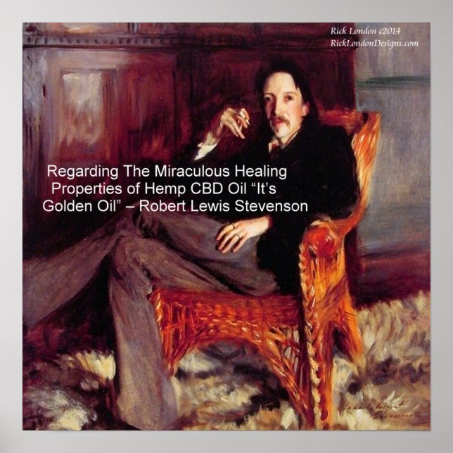 Robert Louis Stevenson CBD-olja är gyllene Poster (Framsidan)