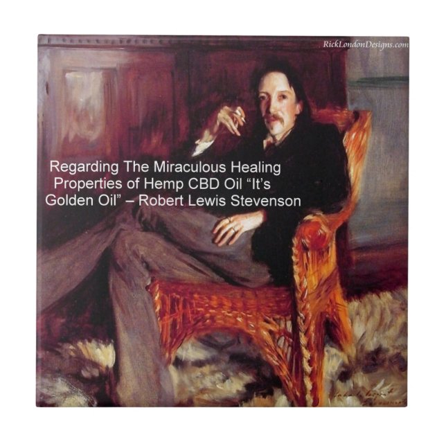 Robert Louis Stevenson & Citat CBD är Guldolja Kakelplatta (Framsidan)
