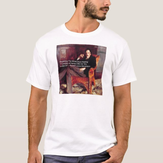 Robert Louis Stevenson & Citat CBD är Guldolja T-shirt (Framsida)