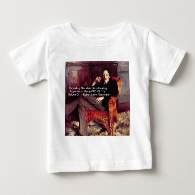 Robert Louis Stevenson & Citat CBD är Guldolja Tee (Framsida)