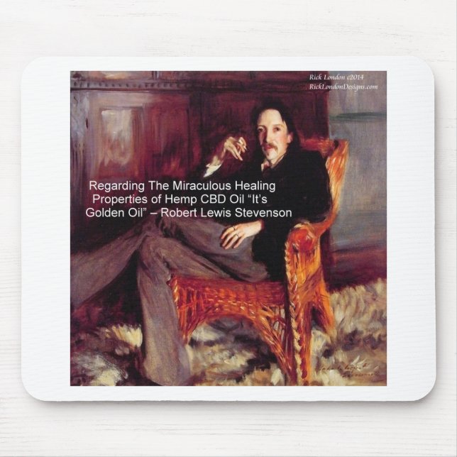Robert Louis Stevenson & Quote CBD är Golden Oil Musmatta (Framsidan)