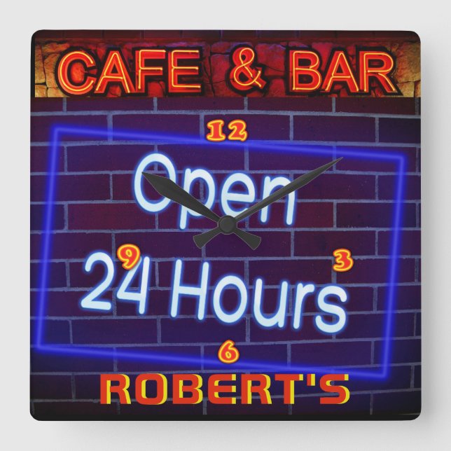 ROBERT - Namn Neon Sign Pub Mancave Den Clock Roli Fyrkantig Klocka (Framsida)