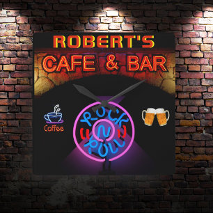 ROBERT - Namn Neon Sign Pub Mancave Den Clock Roli Fyrkantig Klocka