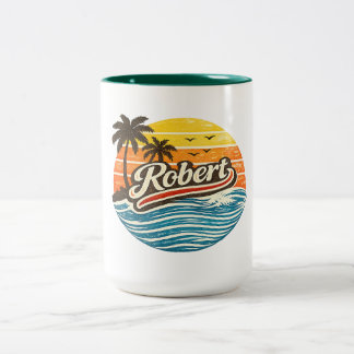 Robert Retro Sunset Namn Design Två-Tonad Mugg