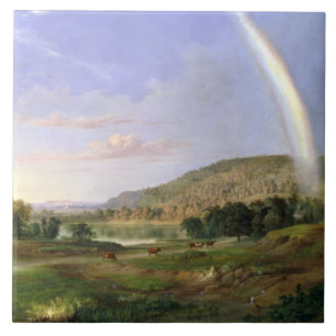 Robert S. Duncanson Liggande med regnbåge Poster Kakelplatta