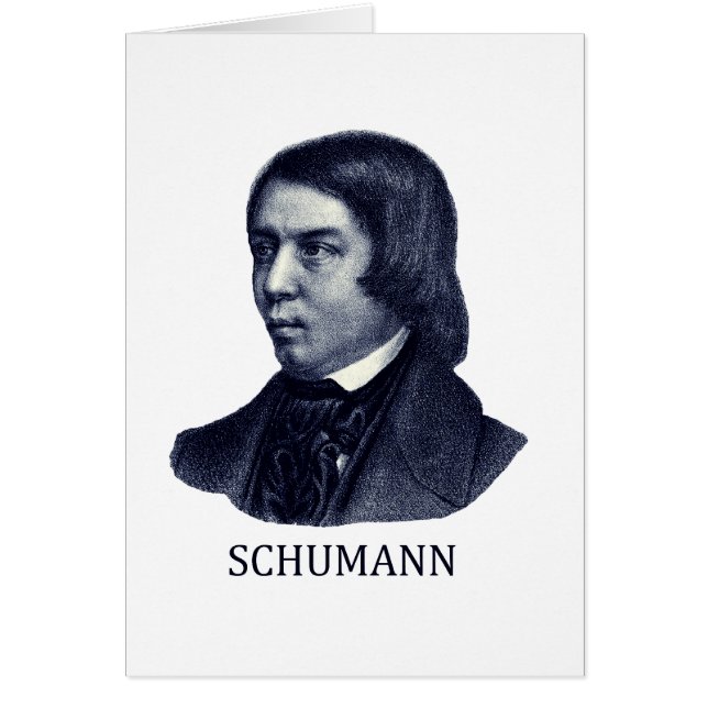 Robert Schumann, blå Hälsningskort (Framsidan)