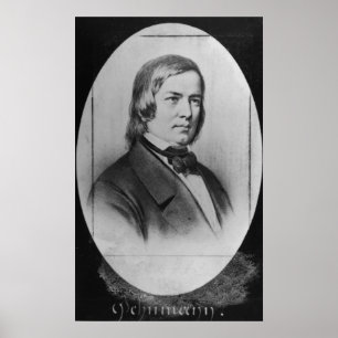 Robert Schumann graverade från ett foto Poster