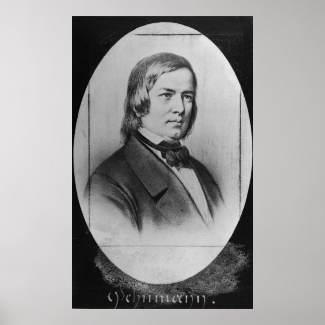 Robert Schumann graverade från ett foto Poster (Framsidan)