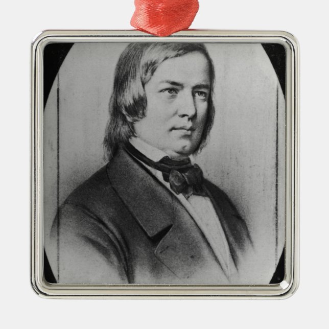 Robert Schumann som inristas från en fotografera Julgransprydnad Metall (Framsidan)