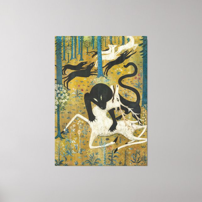 Robert Winthrop Chanler - Leopard och Hjort (1912) Canvastryck (Framsida)