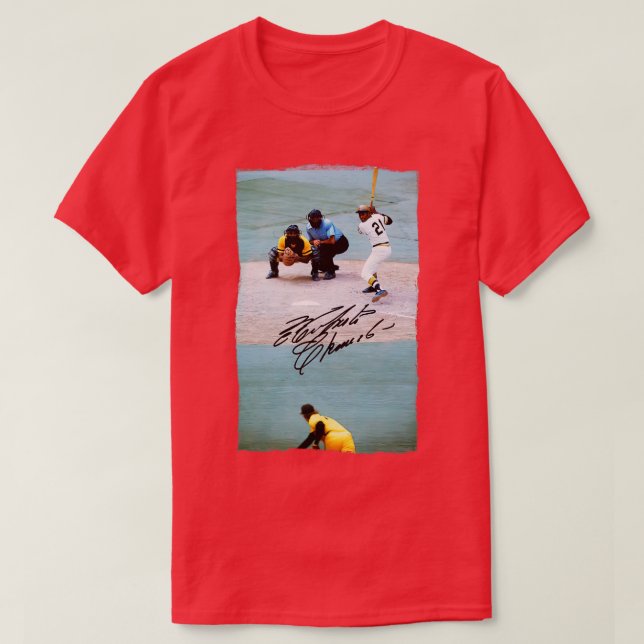 Roberto Clemente signerat T Shirt (Design framsida)