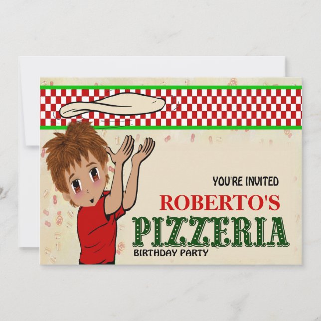Robertos Pizzeriaparty Inbjudningar (Framsida)