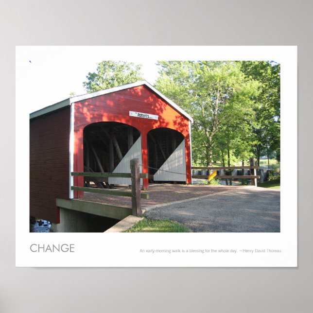 Roberts Dubbla Barreled Covered Bridge Photo Poster (Framsidan)