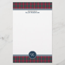 Robertson Klan Tartan Scottish Play Monogram Brevpapper