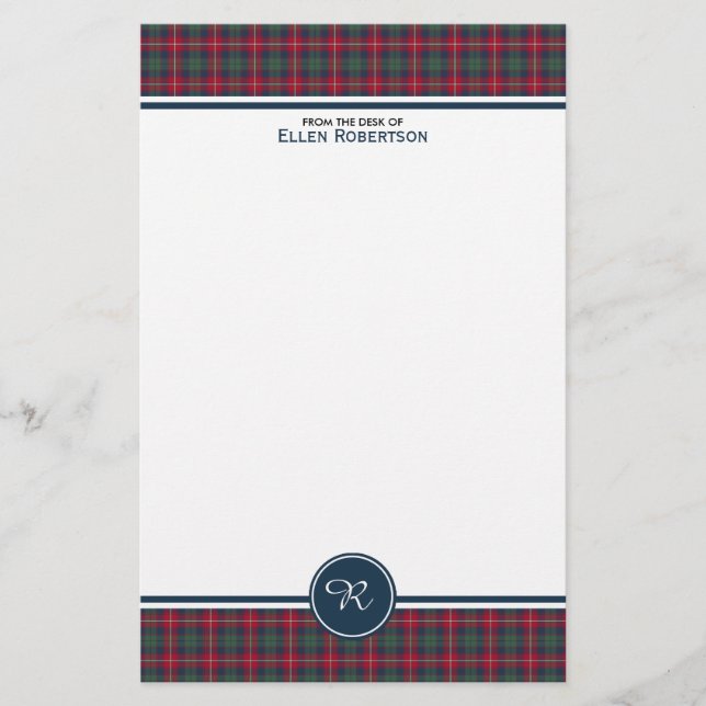 Robertson Klan Tartan Scottish Play Monogram Brevpapper (Framsida)