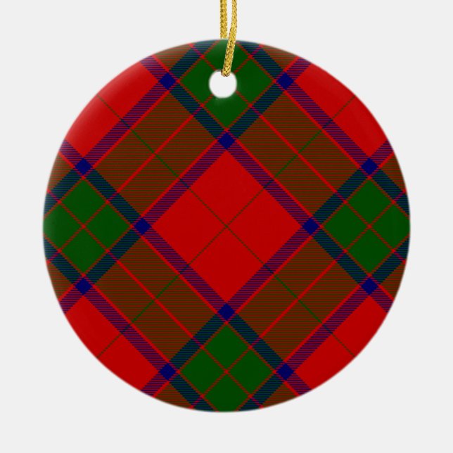 Robertson tartan red grönt plaid julgransprydnad keramik (Framsidan)