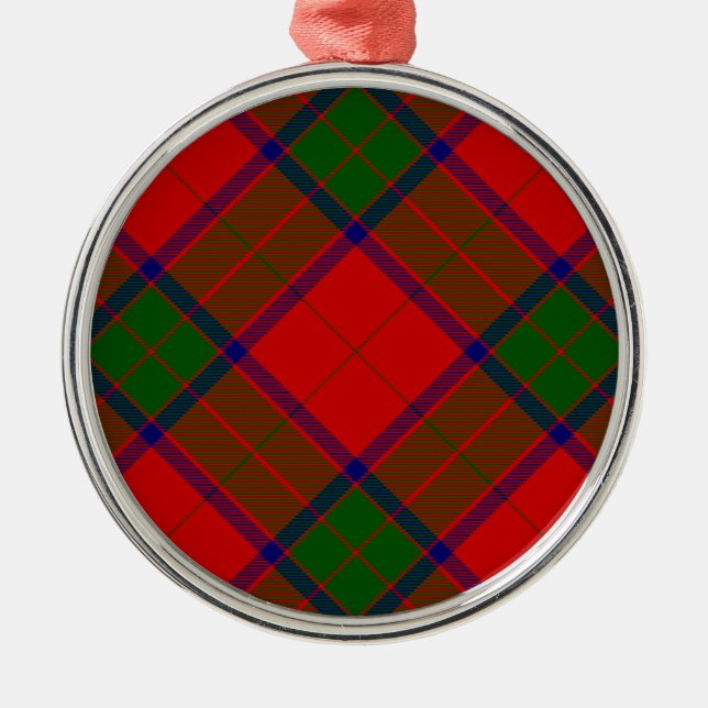 Robertson tartan red grönt plaid julgransprydnad metall (Framsidan)