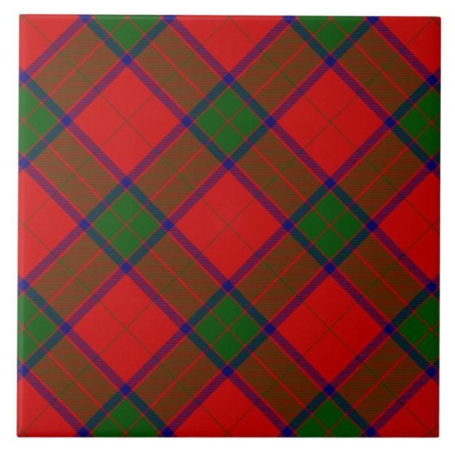 Robertson tartan red grönt plaid kakelplatta (Framsidan)