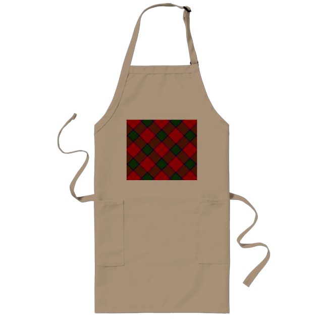 Robertson tartan red grönt plaid långt förkläde (Framsidan)