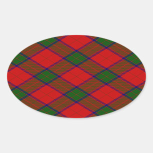 Robertson tartan red grönt plaid ovalt klistermärke