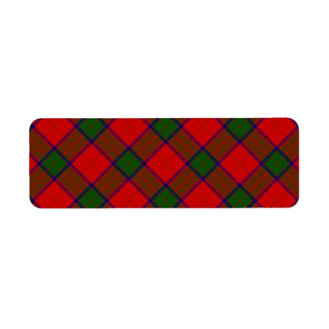 Robertson tartan red grönt plaid returadress etikett (Framsidan)