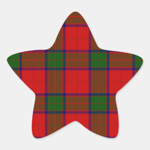 Robertson tartan red grönt plaid stjärnformat klistermärke