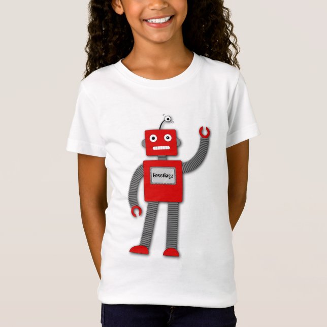 Robi den Retro robotflicka inpassade utslagsplats Tee (Framsida)
