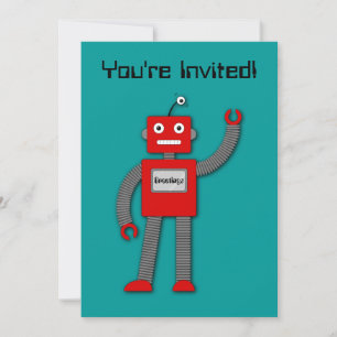 Robi Retro Robot-inbjudan Inbjudningar