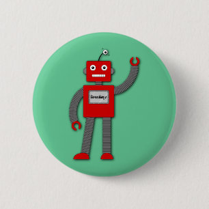 Robi som den Retro roboten knäppas Knapp