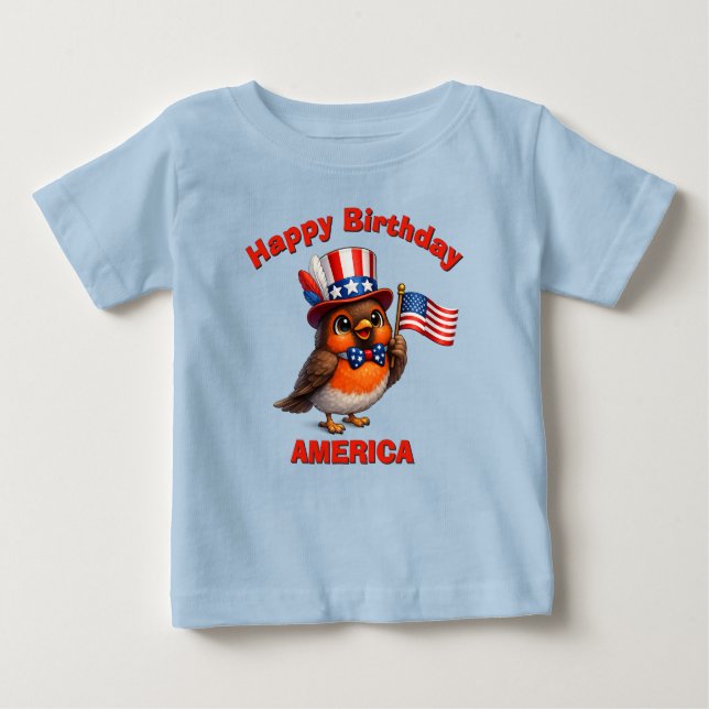 Robin (4n) Patriotisk Barn T-Shirt (Framsida)